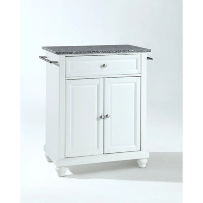 Crosley Cambridge Solid Granite Top Portable Kitchen Island in White Finish - 31 W x 18 D x 35 H