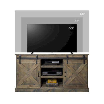 Bridgevine Home Farmhouse 56 inch Corner TV Stand for TVs up to 60 inches, No Assembly Required, Barnwood Finish