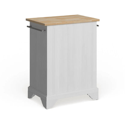 Crosley Lafayette Natural Wood Top Portable Kitchen Island in White Finish - 18d x 31w x 35h
