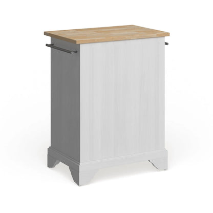 Crosley Lafayette Natural Wood Top Portable Kitchen Island in White Finish - 18d x 31w x 35h