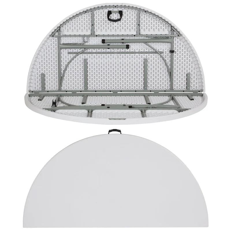 6-Foot Round Bi-Fold Plastic Event Folding Table with Handle