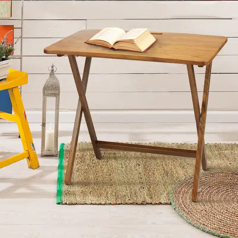 Copper Grove Goosefoot Folding TV Tray Table with Solid Hardwood