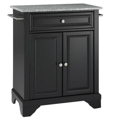 Crosley LaFayette Solid Granite Top Portable Kitchen Island in Black Finish - 18d x 31w x 35h