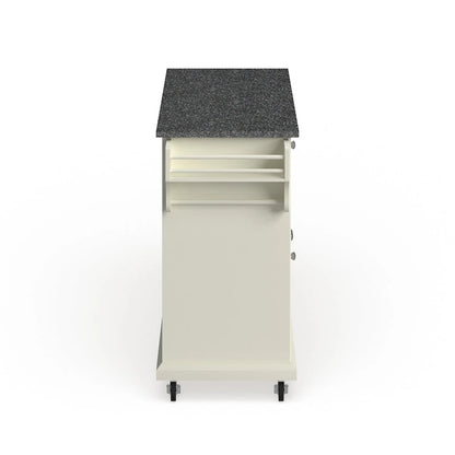 Crosley Full Size White Wood and Granite Top Kitchen Cart - 18d x 51.5w x 36h