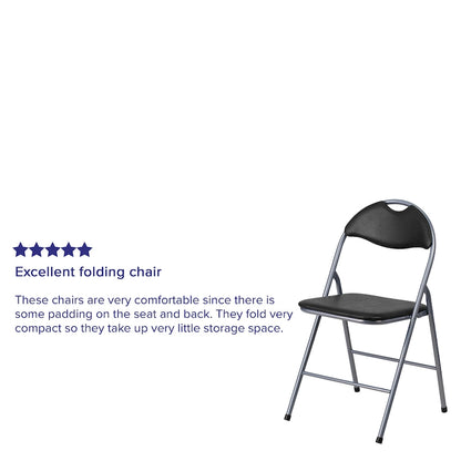 2 Pack 300 lb. Capacity Vinyl Metal Folding Chair with Carrying Handle