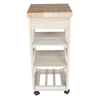 Porch & Den Estelle Unfinished Solid Parawood Kitchen Trolley