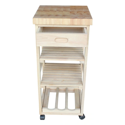 Porch & Den Estelle Unfinished Solid Parawood Kitchen Trolley