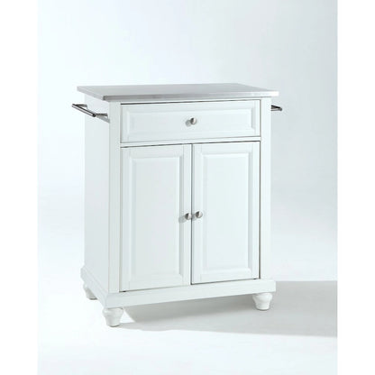 Crosley Cambridge Stainless Steel Top Portable Kitchen Island in White Finish - 18d x 31w x 35h