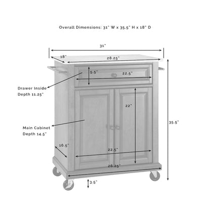 Crosley Compact Wood Top Kitchen Cart - 31W x 18D x 35.5H