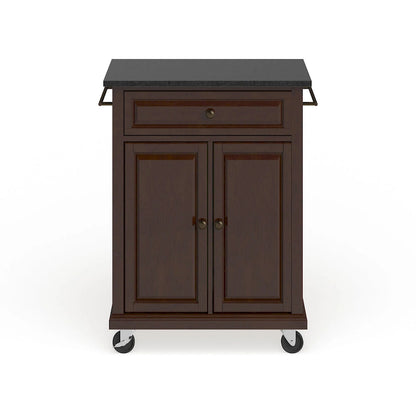 Crosley Compact Solid Black Granite Top Portable Kitchen Cart/ Island in Vintage Mahogany Finish - 18d x 31w x 35.5h