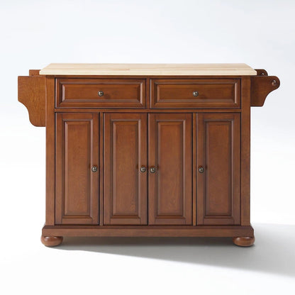 Crosley Alexandria Wood Top Full Size Kitchen Island/Cart in Classic Cherry Finish - 18d x 51.5w x 34h