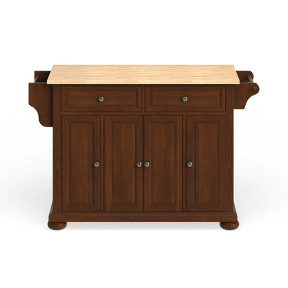 Crosley Alexandria Wood Top Full Size Kitchen Island/Cart in Classic Cherry Finish - 18d x 51.5w x 34h