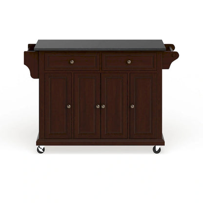 Crosley Full Size Solid Black Granite Top Kitchen Cart - 18d x 51.5w x 36h