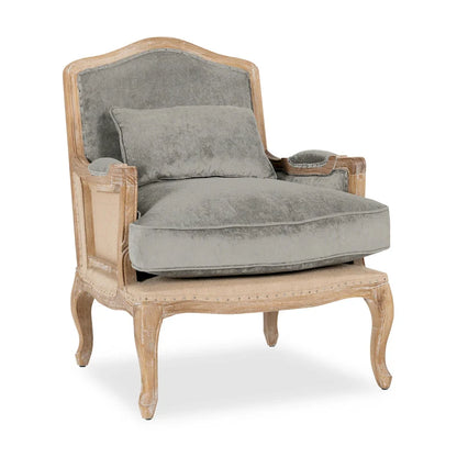 Classic Home Brittani Upholstered Grey Arm Chair - 38Hx29Wx31D