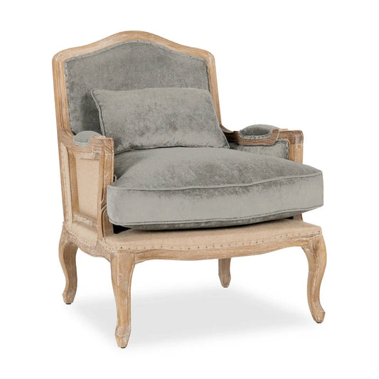 Classic Home Brittani Upholstered Grey Arm Chair - 38Hx29Wx31D