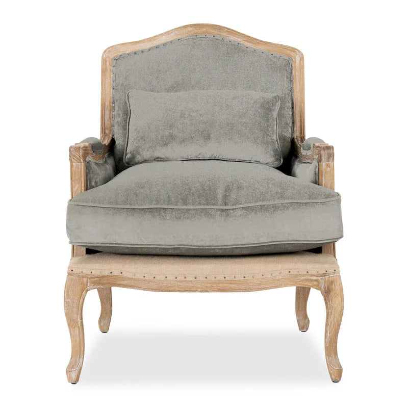 Classic Home Brittani Upholstered Grey Arm Chair - 38Hx29Wx31D