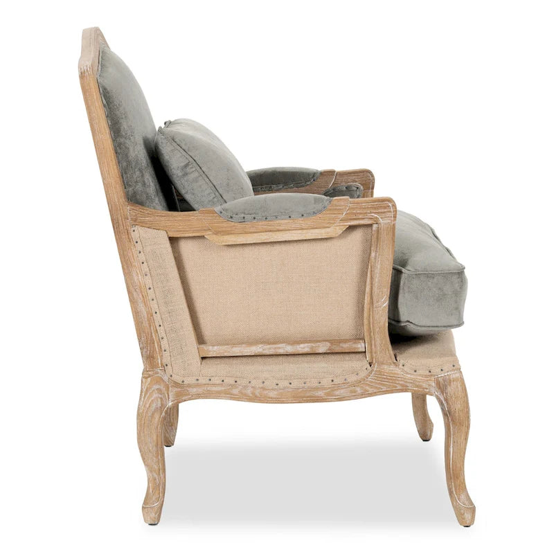 Classic Home Brittani Upholstered Grey Arm Chair - 38Hx29Wx31D