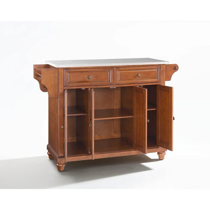 Crosley Cambridge Stainless Steel Top Kitchen Island in Classic Cherry Finish - 18d x 51.5w x 36h