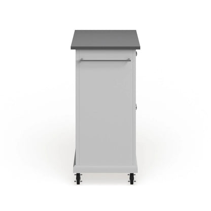 Crosley Compact White Wood Portable Kitchen Cart/ Island with Stainless Steel Top - 18d x 31w x 35.5h