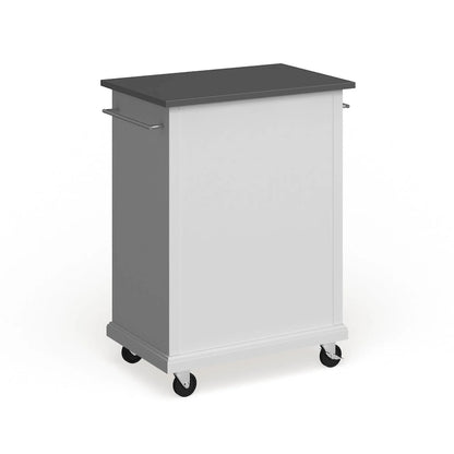 Crosley Compact White Wood Portable Kitchen Cart/ Island with Stainless Steel Top - 18d x 31w x 35.5h