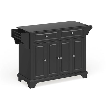 Crosley Lafayette Granite Top Kitchen Island in Black Finish - 51.5W x 18D x 36H