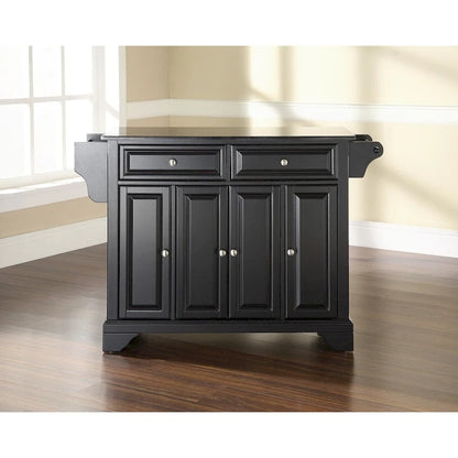 Crosley Lafayette Granite Top Kitchen Island in Black Finish - 51.5W x 18D x 36H