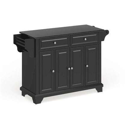 Crosley Lafayette Granite Top Kitchen Island in Black Finish - 51.5W x 18D x 36H