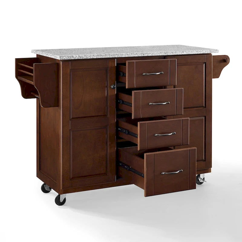 Crosley Eleanor Solid Granite Top Kitchen Cart - 18d x 51.5w x 36.25h