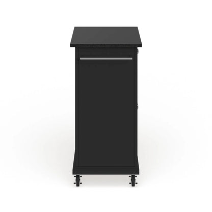 Crosley Compact Solid Black Granite Top Portable Kitchen Cart/ Island in Black Finish - 18d x 31w x 35.5h