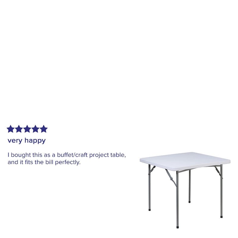 2.81-Foot Square Plastic Folding Table - Card Table/Game Table