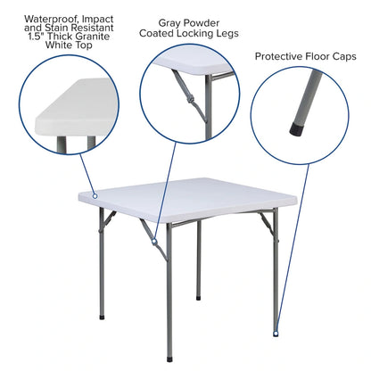 2.81-Foot Square Plastic Folding Table - Card Table/Game Table