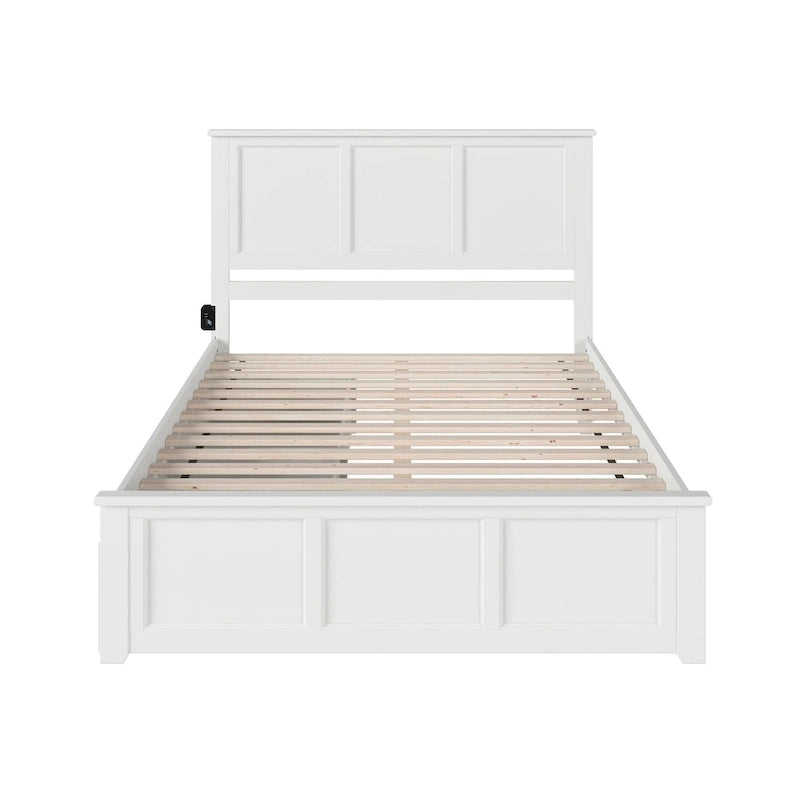 White Queen Platform Bed with Storage Drawers
