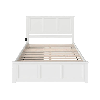 White Queen Platform Bed with Storage Drawers
