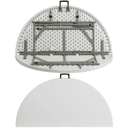 4-Foot Round Bi-Fold Plastic Event Folding Table with Handle