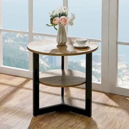 Round Large End Table with Storage Shelf - 25'2  x 24