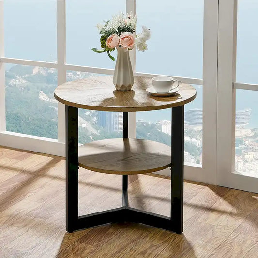Round Large End Table with Storage Shelf - 25'2  x 24