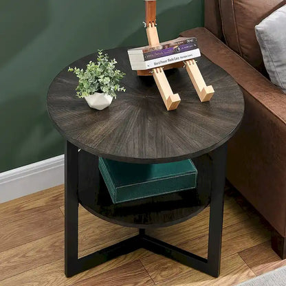 Round Large End Table with Storage Shelf - 25'2  x 24