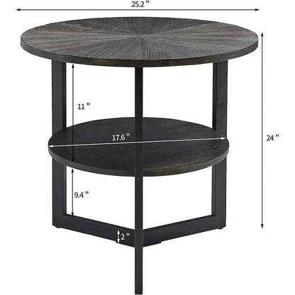 Round Large End Table with Storage Shelf - 25'2  x 24