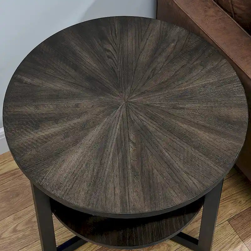 Round Large End Table with Storage Shelf - 25'2  x 24