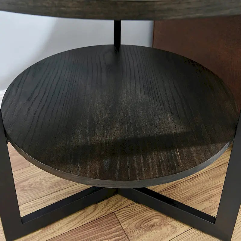 Round Large End Table with Storage Shelf - 25'2  x 24