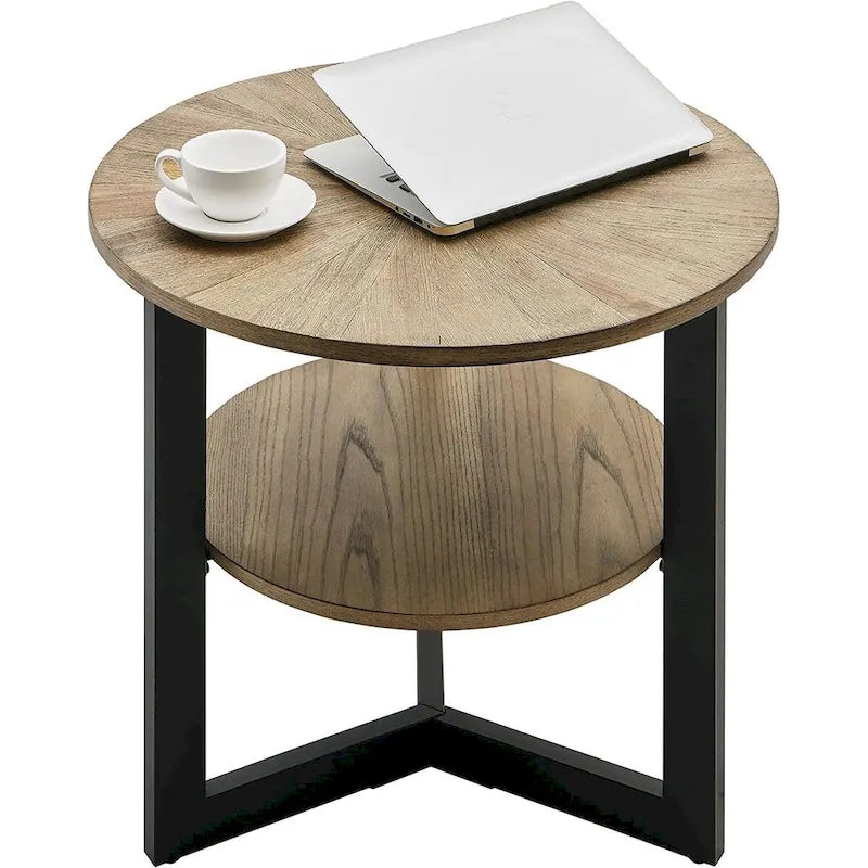 Round Large End Table with Storage Shelf - 25'2  x 24