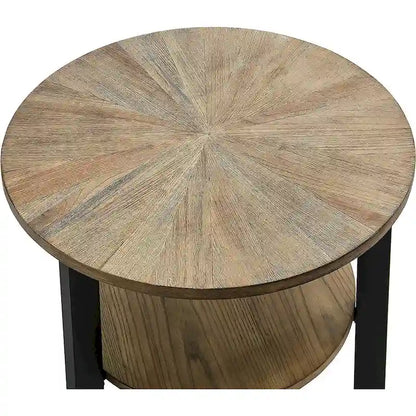 Round Large End Table with Storage Shelf - 25'2  x 24