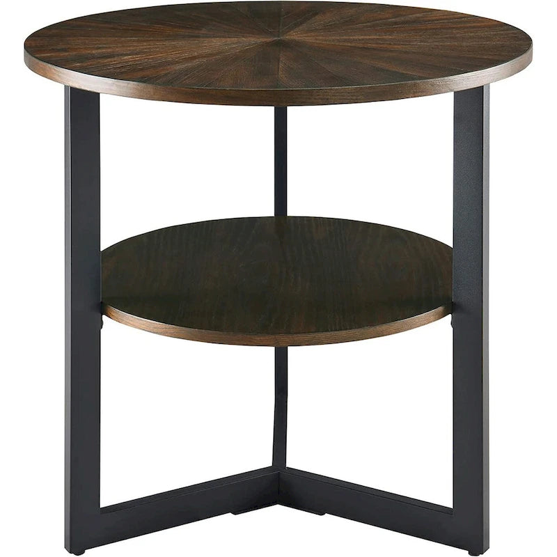 Round Large End Table with Storage Shelf - 25'2  x 24