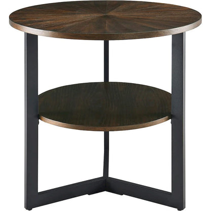 Round Large End Table with Storage Shelf - 25'2  x 24