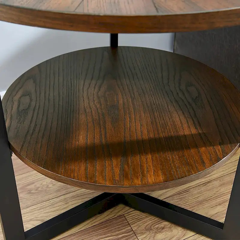 Round Large End Table with Storage Shelf - 25'2  x 24