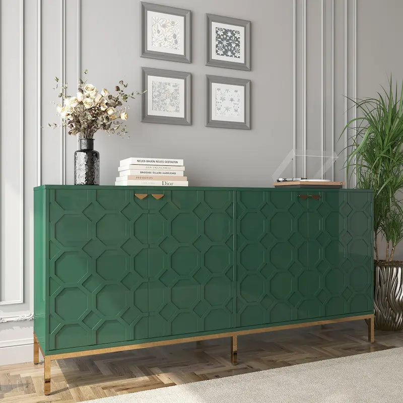 Clihome Storage High Gloss Entertainment Centers TV Stand, Sideboard