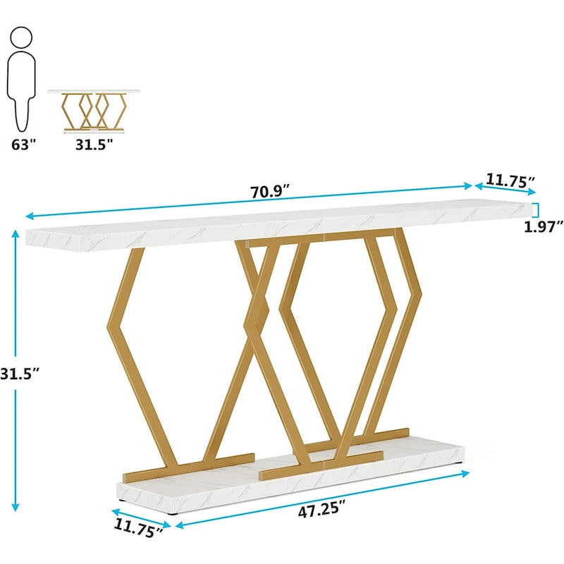 70.9 Inch Long Sofa Console Table for Entryway,Modern Hallway Accent Tables with Stylish Metal Legs