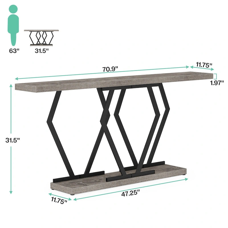 70.9 Inch Long Sofa Console Table for Entryway,Modern Hallway Accent Tables with Stylish Metal Legs