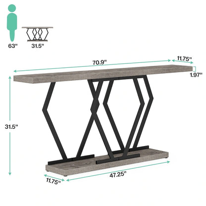 70.9 Inch Long Sofa Console Table for Entryway,Modern Hallway Accent Tables with Stylish Metal Legs