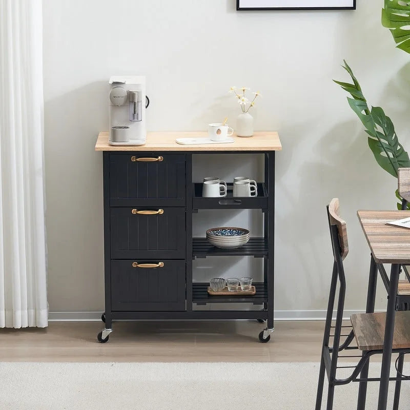 Three Drawers Three Layers Spray Paint Dining Car Kitchen Carts